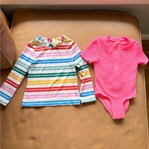 Hanna Andersson Rash Guard Top and Old Navy Suit